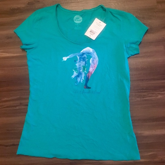 Life Is Good Tops - NWT- teal Life Is Good yoga t-shirt